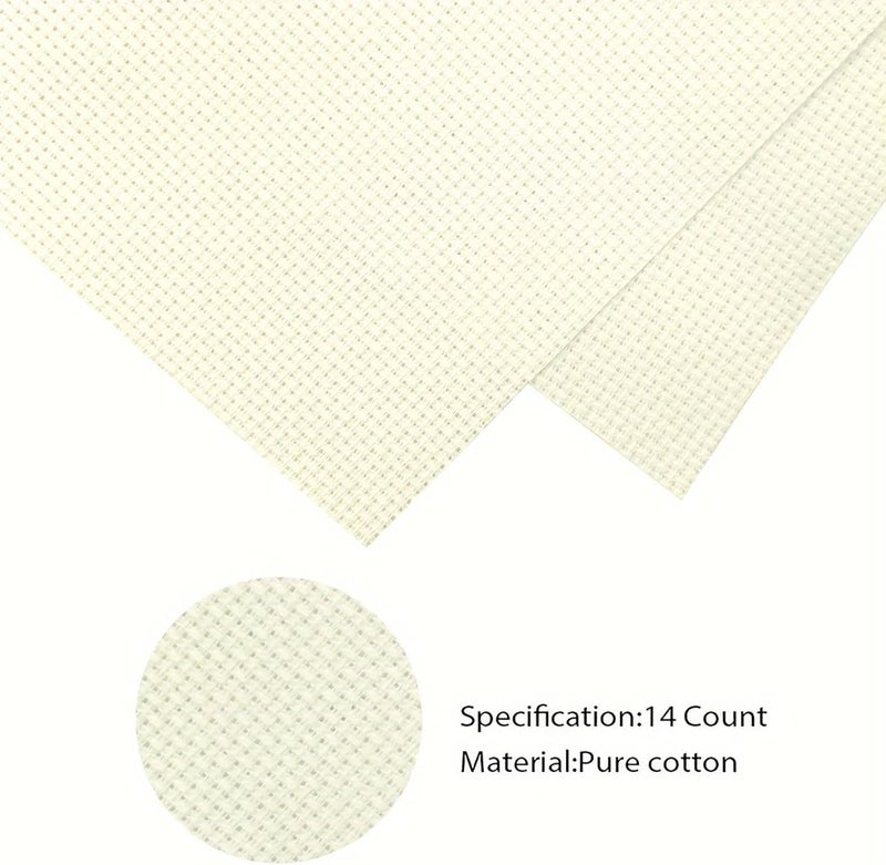 Zhenqing 14CT Aida Cloth - 30x35 Inch Cross Stitch Fabric for Embroidery, Pre-Cut Needlework Material, Acid-Free, Durable Weave(Beige) - Image 3